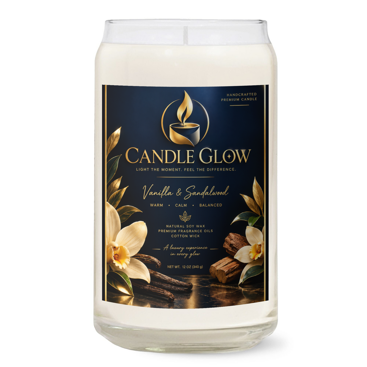 13.75oz Clear Jar Candle | 3"x3.75" White Label